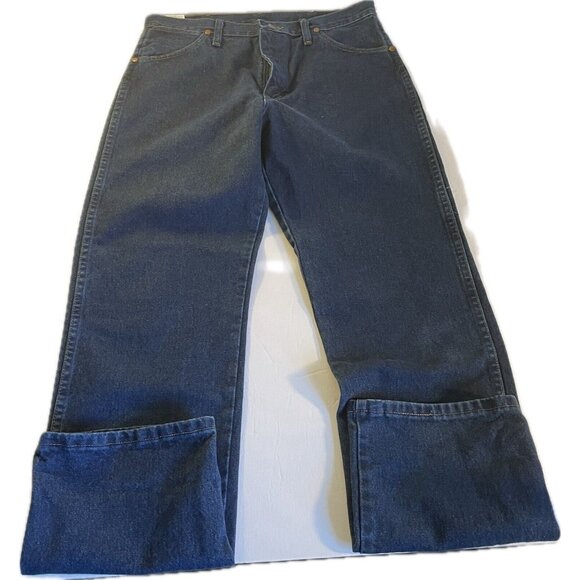 Wrangler Vtg Gold Buckle Stone Wash Jeans Straight Long Pants Size 32x32 Dark - Picture 2 of 12